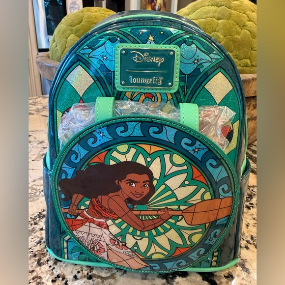 NWT Loungefly Disney Princess Stained Glass Collection: Moana Mini-Backpack - Picture 1 of 11